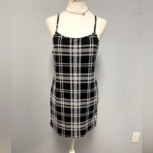 plaid spaghetti strap juniors mini dress, bodycon